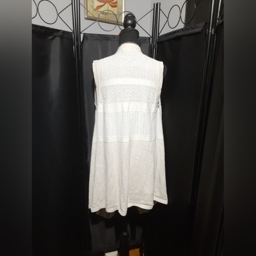 Banana Republic Women's Vest Cardigan Wrap Boho Cream Oversize Lagenlook XS-S - Picture 5 of 6